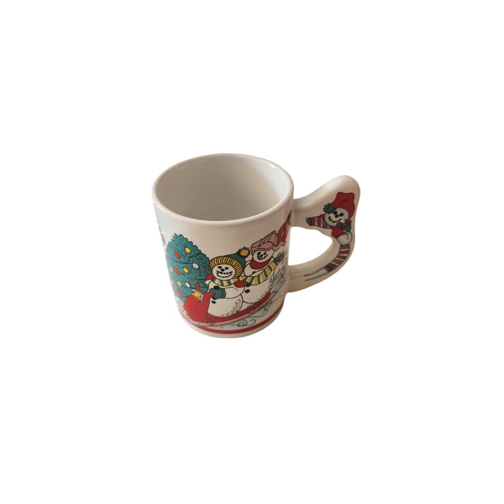 Vintage The Love Mug Christmas Cup Snow Man Design Including‎ Decorated Handle